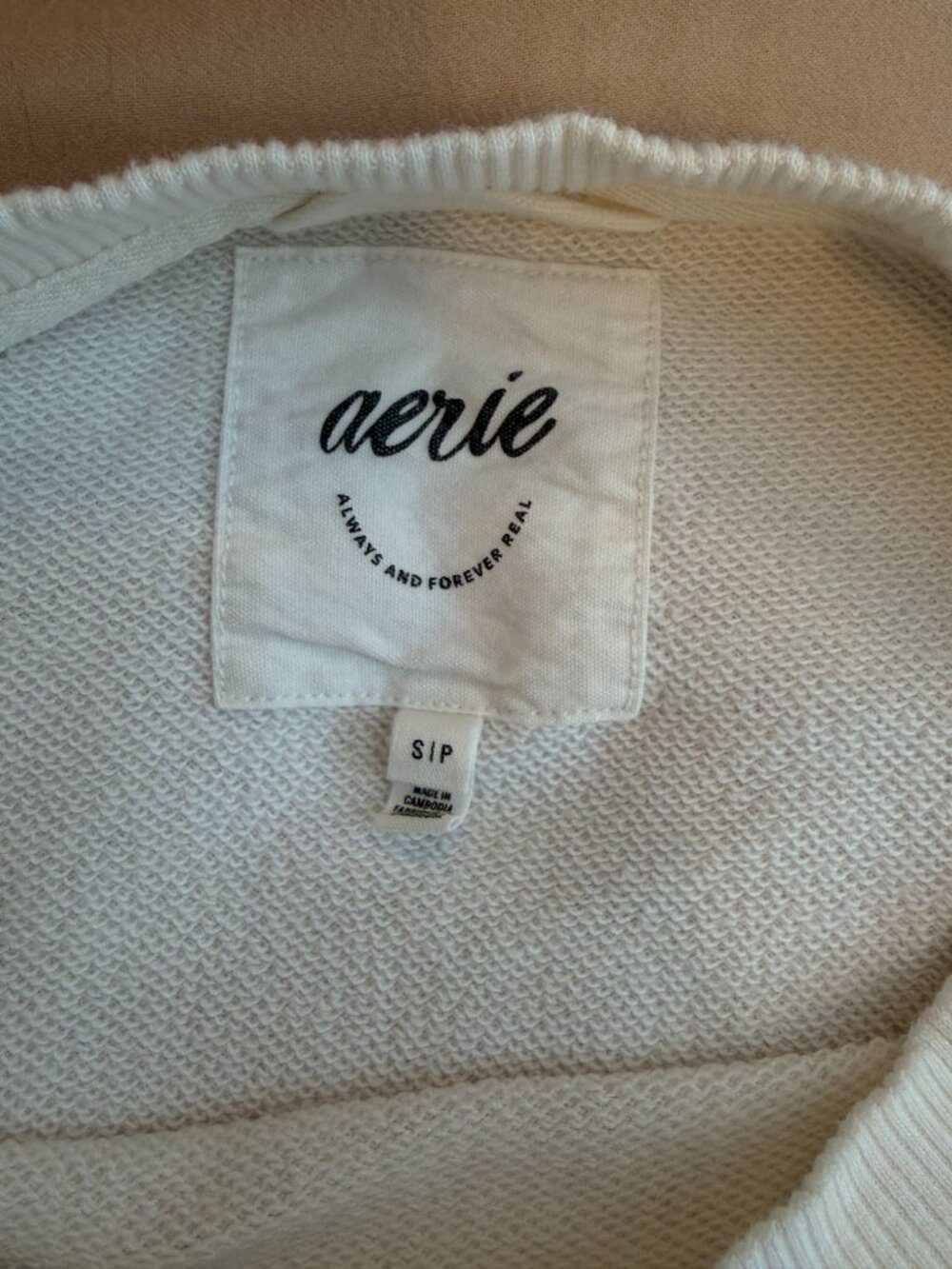 Aerie Ivory Paisley "The Chill" Cropped Crew Sweatshirt & Shorts Co-ord SZ Small - Picture 6 of 6